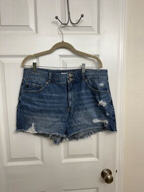 KanCan Medium Blue Distressed Denim Shorts